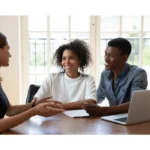 Migration agent meeting with clients