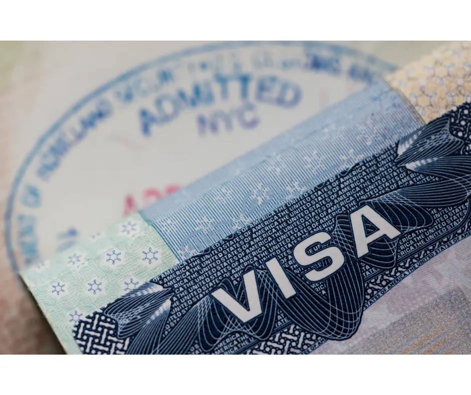 visa document with entry stamp.